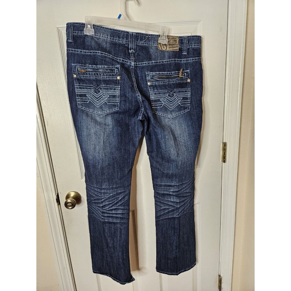 Jinzu Jeans 38x32 Blue Jeans Embroidered Baggy Hip Hop Y2K Streetware